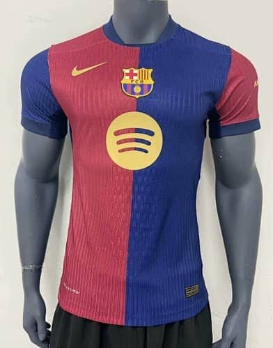Player version football jersey shown next to a fan version